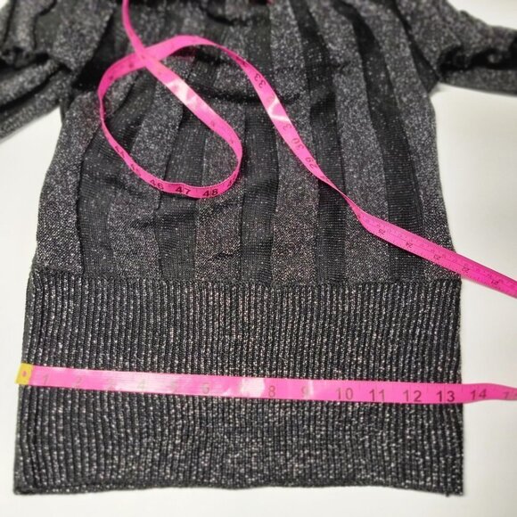 BLACK Glitter Tunic Knit Dress with Butterfly Sleeves ONE SIZE Fits Most - Picture 11 of 12